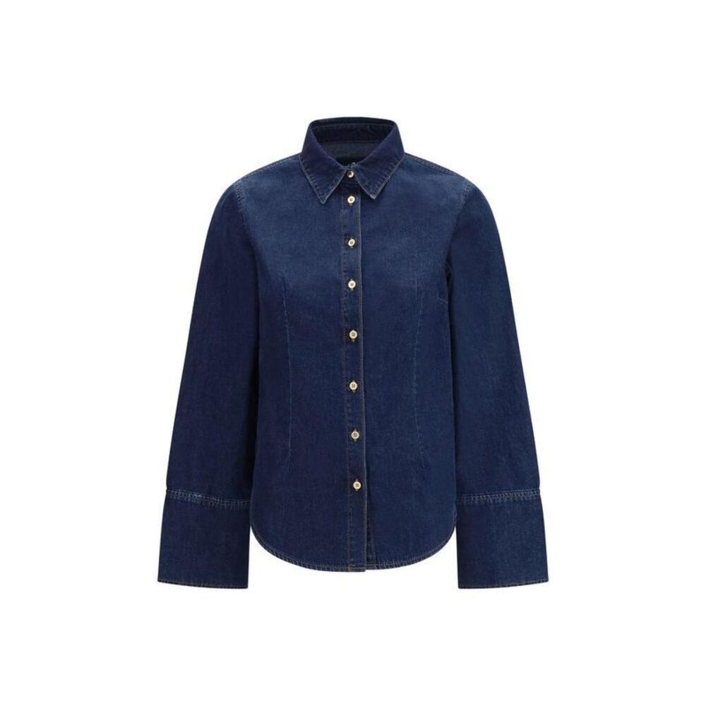 7FOR Denim Button-Up Casual Shirt Women Blue Shirts
